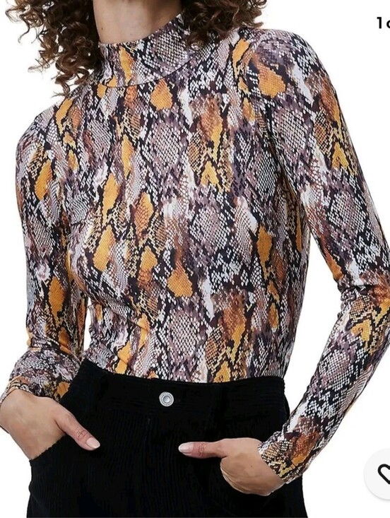 French Connection Tops - French Connection Animal Print Mock Neck Top Golden Snake XS